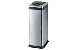 HOME 30 Litre Rectangular Press Top Kitchen Bin - Silver.